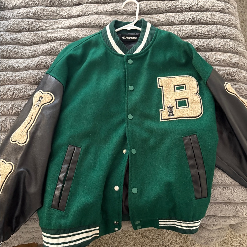 Aelfric Eden Green and Black Varsity Jacket